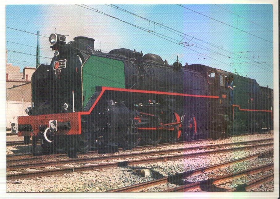 Postal JC0330: Locomotora RENFE Mikado 141F F 2413 en la estacion de Tarragona el 30-3-80. Foto de I. Barron