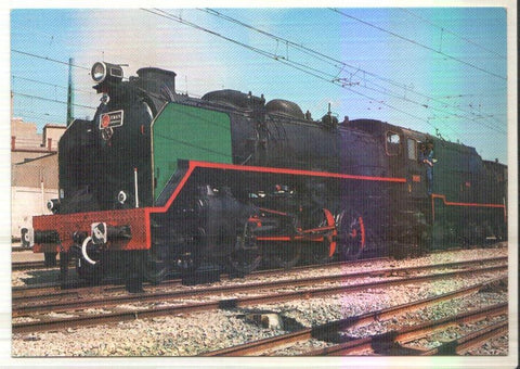 Postal JC0330: Locomotora RENFE Mikado 141F F 2413 en la estacion de Tarragona el 30-3-80. Foto de I. Barron