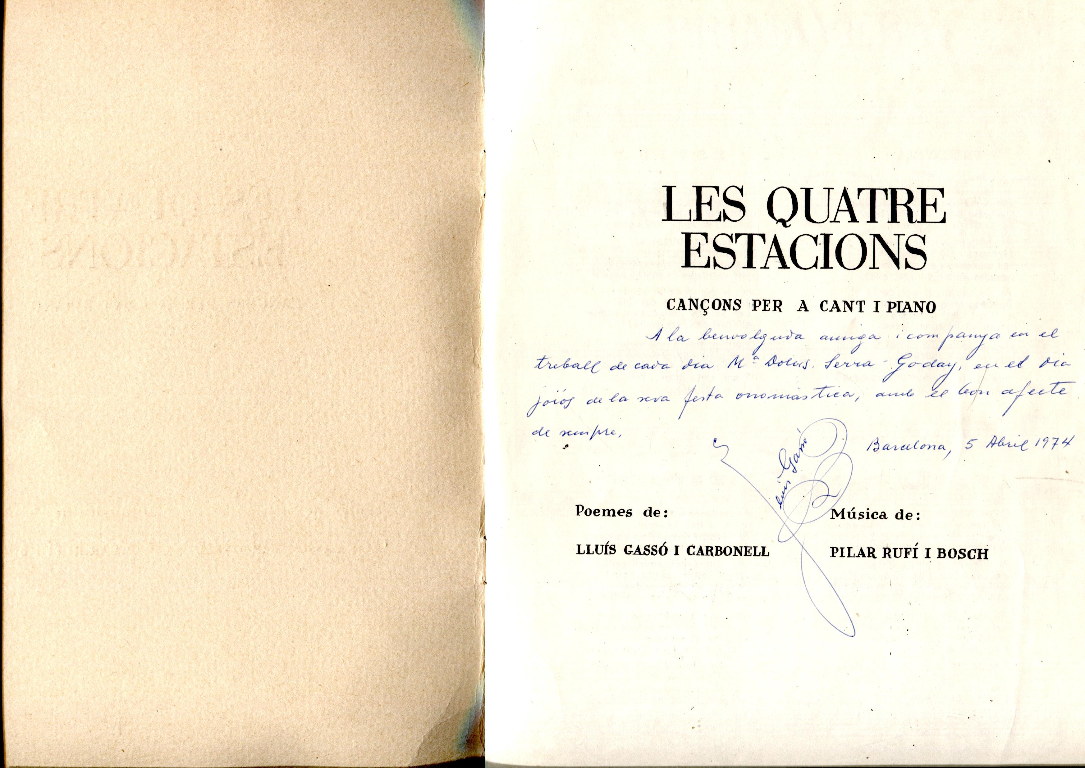Les quatre estacions: cançons per a cant i piano