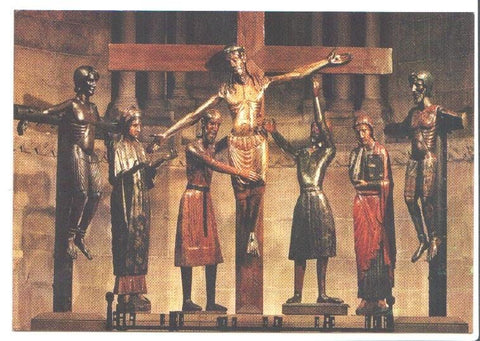Postal JC0371: Sant Joan de les Abadesses (Catalunya). Santissim Misteri. Grup escultoric del Davallment de la Creu, segle XIII