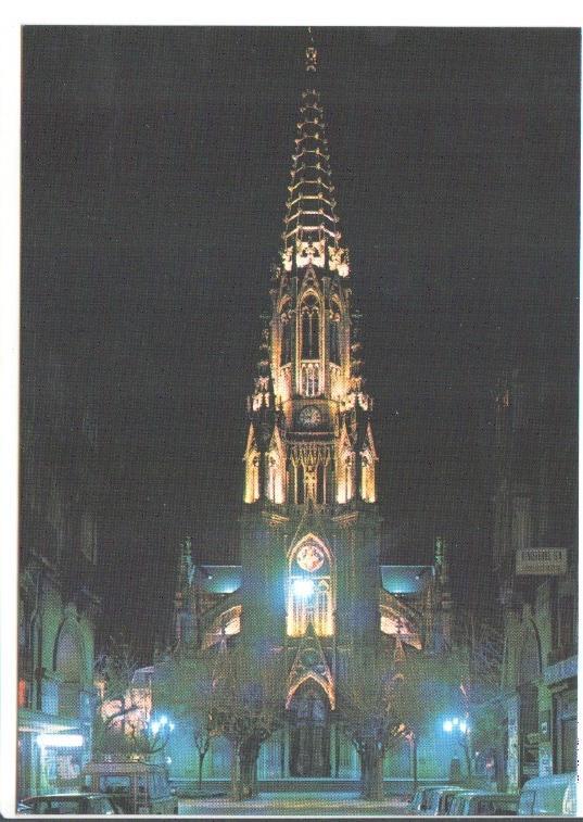 Postal JC0378: San Sebastian. Catedral iluminada