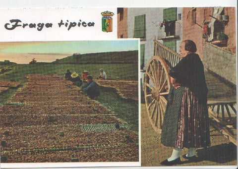 Postal JC0394: Fraga (Huesca). Fragatina y carro. Secadero higos