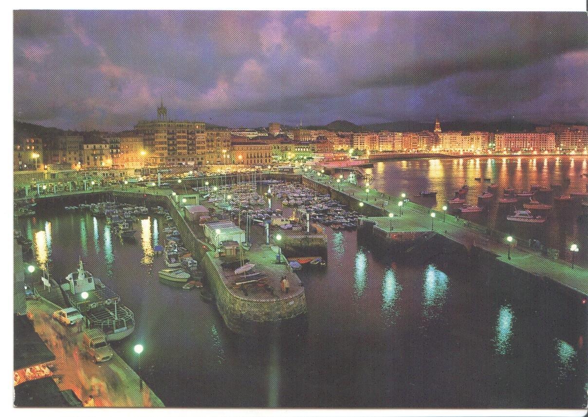 Postal JC0400: San Sebastian. Puerto nocturno