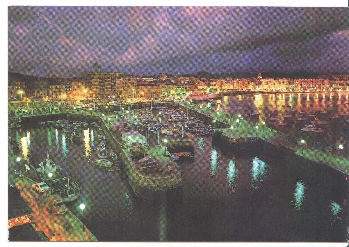 Postal JC0400: San Sebastian. Puerto nocturno