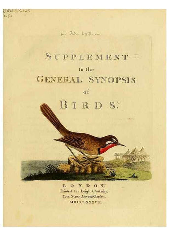 Reproducción/Reproduction 40926343524: Supplement to the General synopsis of birds.. London :Printed for Leigh & Sotheby ...,1787.. 