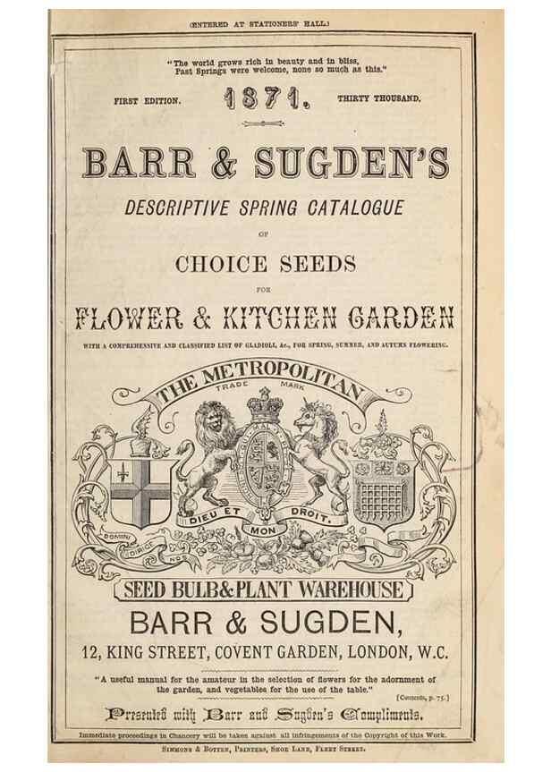 Reproducción/Reproduction 16166989903: Barr & Sugden's spring seed catalogue and guide to the flower and kitchen garden /. London :Barr & Sugden,1861-1882.
