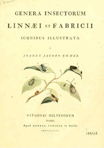 Reproducción/Reproduction 6053192088: Genera insectorum Linnaei et Fabricii iconibus illustrata. c.1 Vitoduri Helvetorum :Prostat apud Henric. Steiner et Socios,MDCCLXXXIX [1789] 