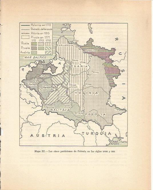 LAMINA 20806: Mapa de las particiones de Polonia en 1772 y 1815
