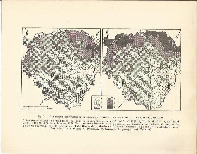 LAMINA 20897: Mapa de las tierras cultivables de Limosin a final del siglo XIX