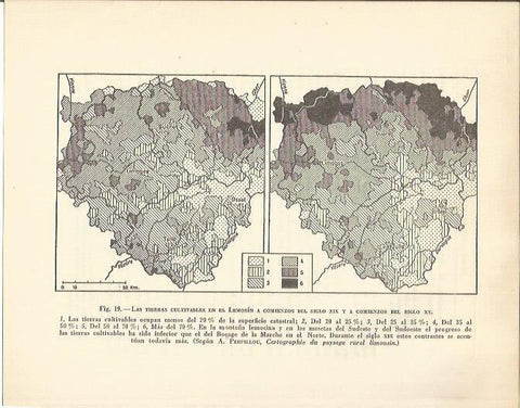 LAMINA 20897: Mapa de las tierras cultivables de Limosin a final del siglo XIX