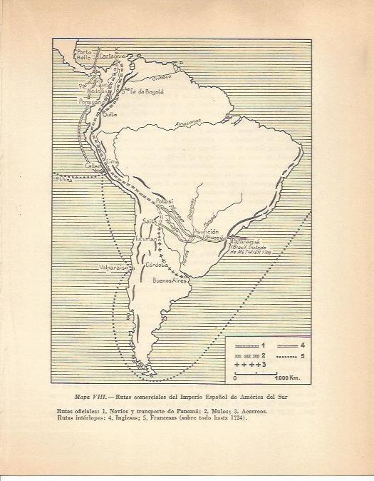 LAMINA 20795: Mapa de las rutas comerciales del Imperio Español en America del Sur