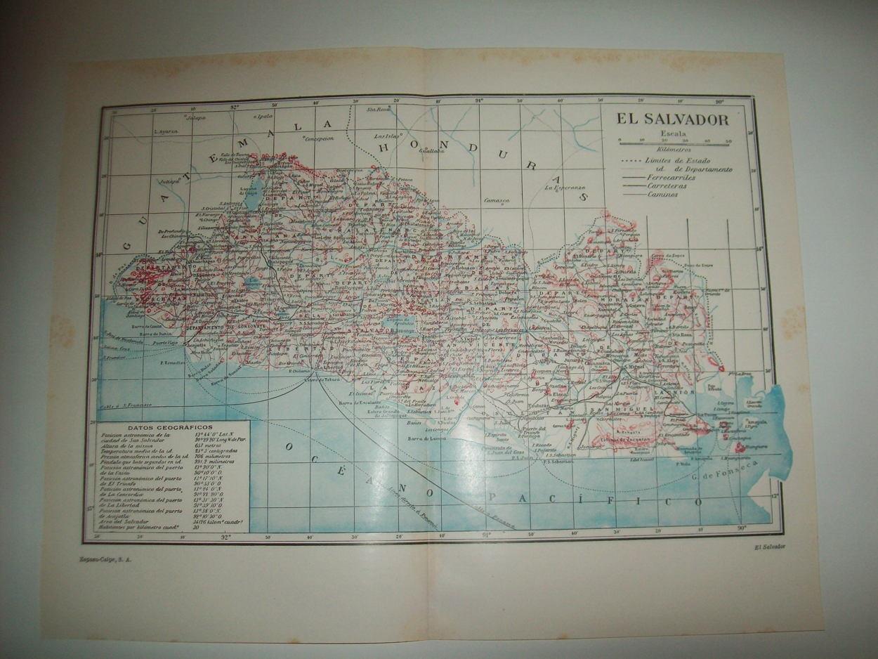 LAMINA ESPASA 35613: Mapa de El Salvador