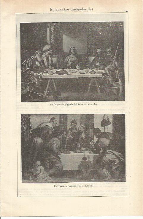 LAMINA ESPASA 35625: Los discipulos de Emaus, por Carpaccio y por Verones