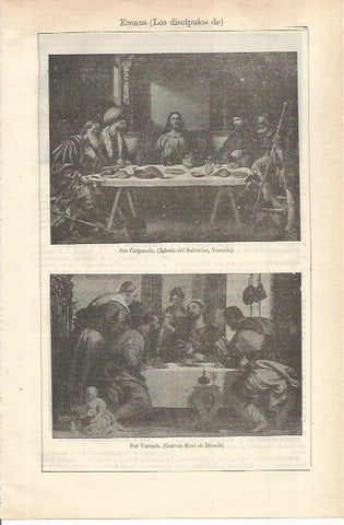LAMINA ESPASA 35625: Los discipulos de Emaus, por Carpaccio y por Verones