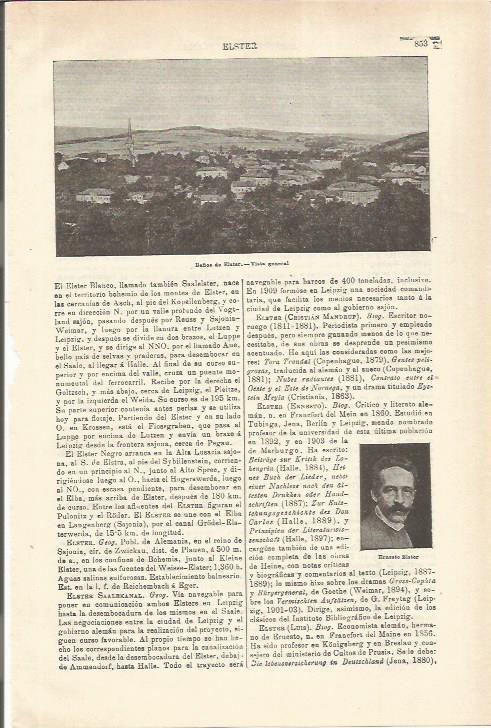 LAMINA ESPASA 35619: Vista de Baños de Elster, Alemania