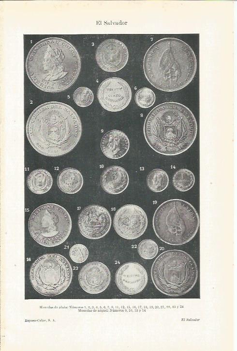 LAMINA ESPASA 35618: Monedas de El Salvador