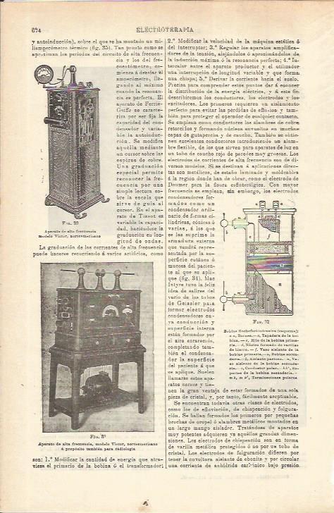 LAMINA ESPASA 35584: Aparato de  alta frecuencia Victor