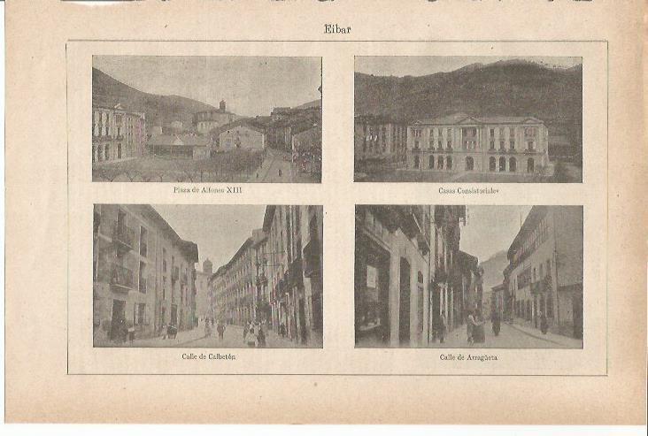 LAMINA ESPASA 35545: Ayuntamiento, Plaza de Alfonso XIII y calles de Eibar