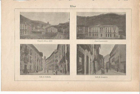 LAMINA ESPASA 35545: Ayuntamiento, Plaza de Alfonso XIII y calles de Eibar