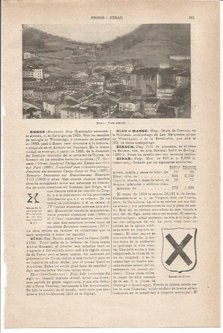 LAMINA ESPASA 35544: Vista de Eibar, Guipuzcoa