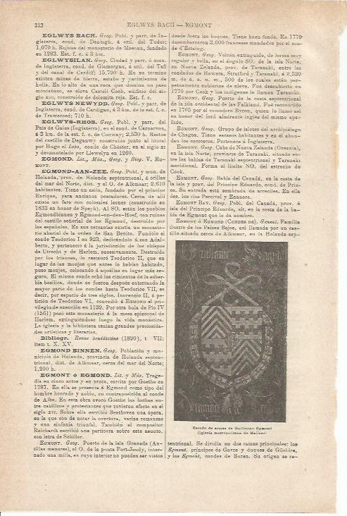LAMINA ESPASA 35539: escudo de armas de W. Egmont
