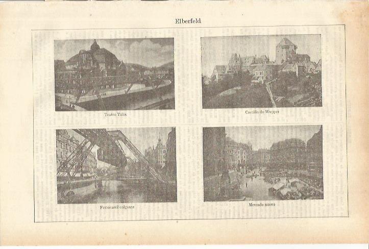 LAMINA ESPASA 35566: Teatro Talia, Castillo de Wuppel y mercado en Elberfeld, Alemania