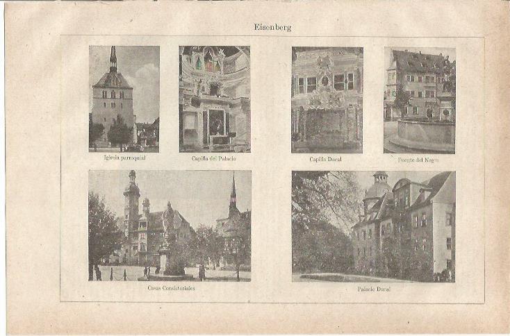 LAMINA ESPASA 35557: Iglesias, Capillas y Palacio Ducal de Eisenberg, Alemania