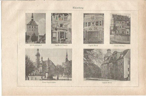 LAMINA ESPASA 35557: Iglesias, Capillas y Palacio Ducal de Eisenberg, Alemania