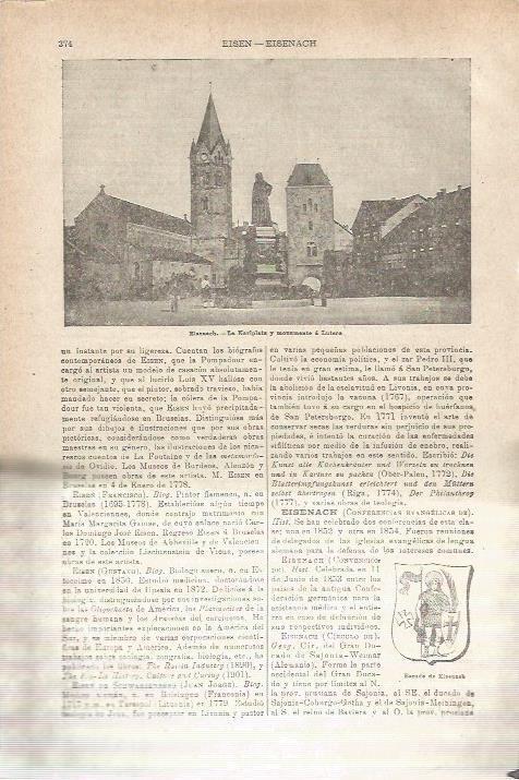 LAMINA ESPASA 35555: La Karlplatz en Eisenach, Alemania