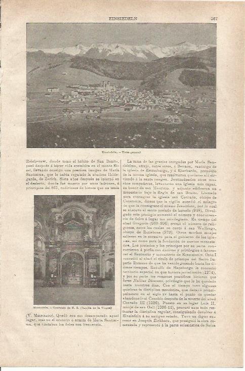 LAMINA ESPASA 35553: Vista de Einsieldeln, Suiza