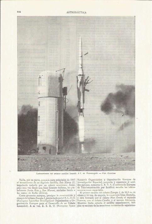 LAMINA ESPASA 35745: Lanzamiento del satelite A-I de Francia