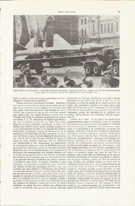 LAMINA ESPASA 35725: Misil antiaereo SA-7 en Vietnam del Norte