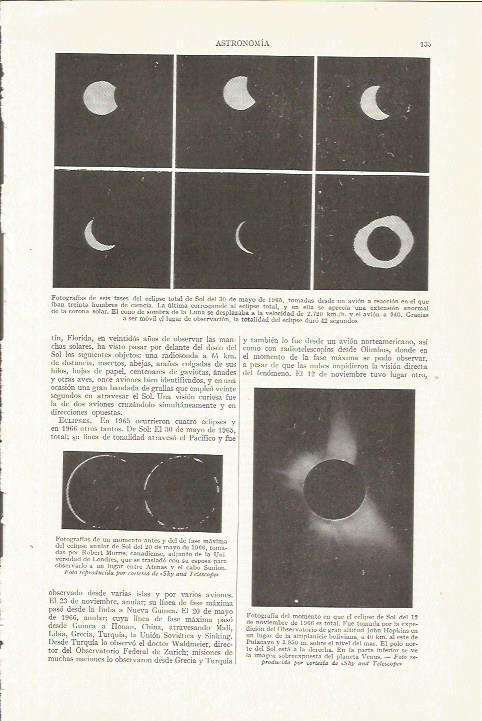 LAMINA ESPASA 35752: Fotografias del eclipse de sol del 30 de mayo de 1965