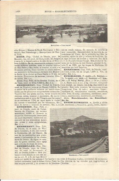 LAMINA ESPASA 35695: Vista de Enniskillen, Irlanda