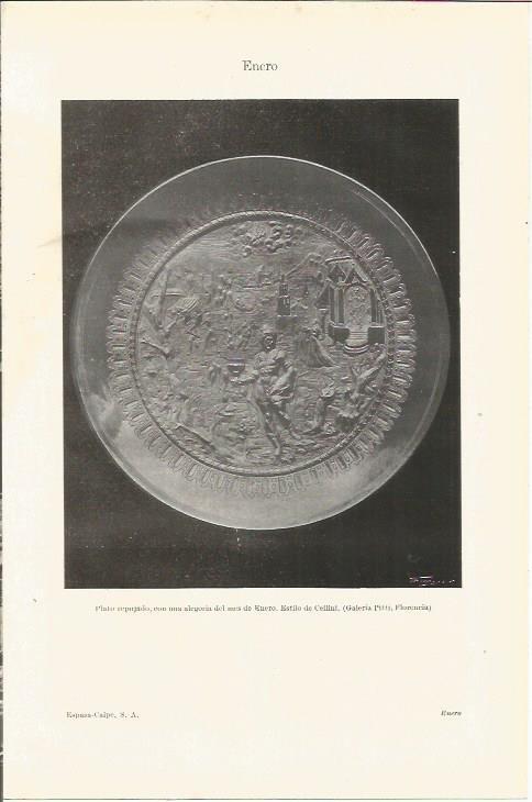 LAMINA ESPASA 35682: Plato con alegoria de Enero de la Galeria Pitti de Florencia