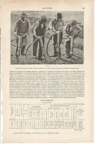 LAMINA ESPASA 35333: Obreros con martillos neumaticos
