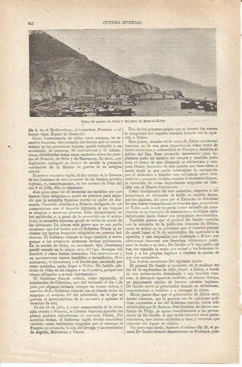 LAMINA ESPASA 35322: Puerto de Oran y cabo Mers-el-Kebir