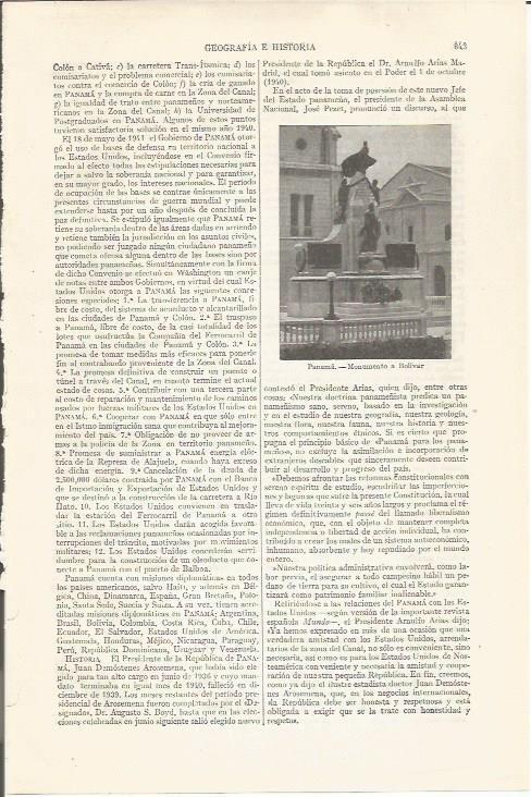 LAMINA ESPASA 35286: Monumento a Bolibar en Panama