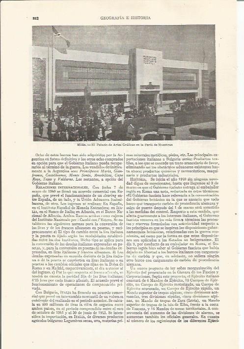 LAMINA ESPASA 35279: Palacio de las Artes Graficas en Milan, Italia