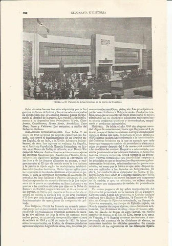 LAMINA ESPASA 35279: Palacio de las Artes Graficas en Milan, Italia