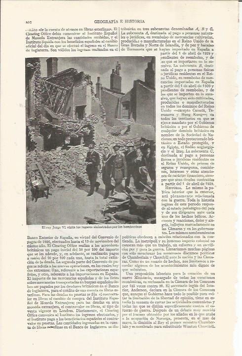 LAMINA ESPASA 35277: El rey Jorge VI de Inglaterra en zona bombardeada