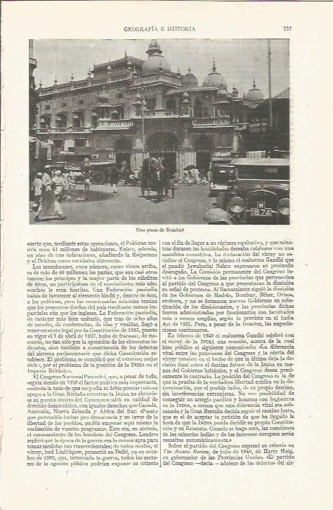 LAMINA ESPASA 35276: Plaza en Bombay, India