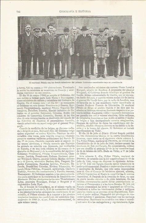 LAMINA ESPASA 35272: El mariscal Petain con su gobierno