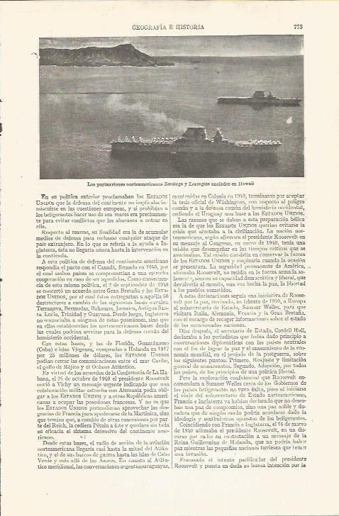 LAMINA ESPASA 35267: Portaaviones Saratoga y Lexington en Hawai