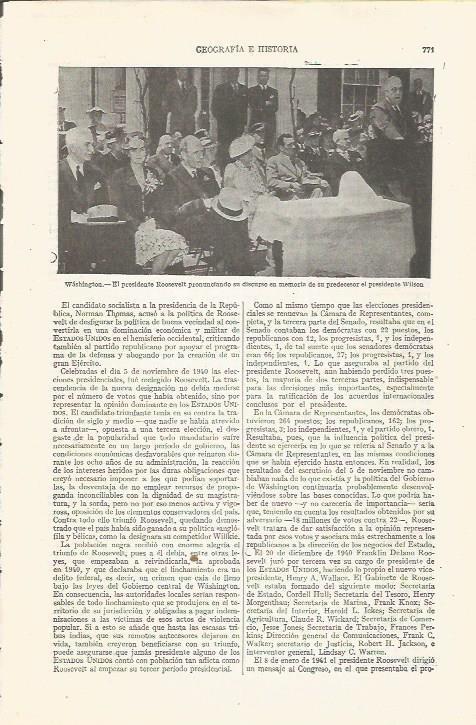 LAMINA ESPASA 35266: Roosvelt en un discurso en memoria de Wilson