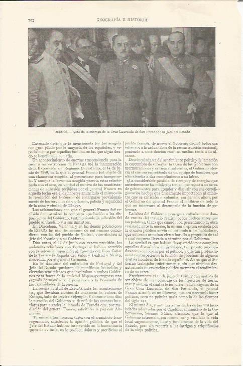 LAMINA ESPASA 35264: Franco recibiendo la Cruz Laureada de San Fernando