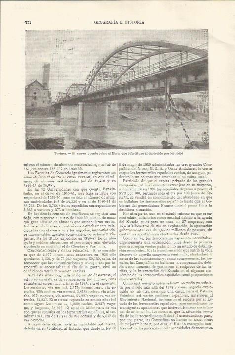 LAMINA ESPASA 35262: Puente sobre el Ebro en Tortosa