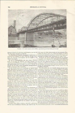 LAMINA ESPASA 35262: Puente sobre el Ebro en Tortosa