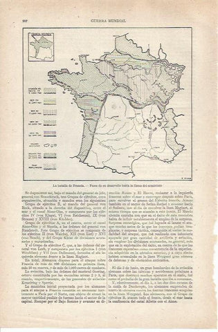 LAMINA ESPASA 35317: Mapa de la Batalla de Francia en junio de 1940