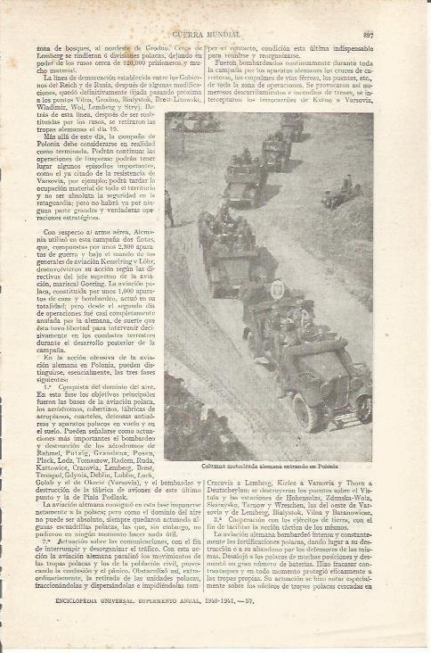 LAMINA ESPASA 35304: Columna de Alemania entrando en Polonia